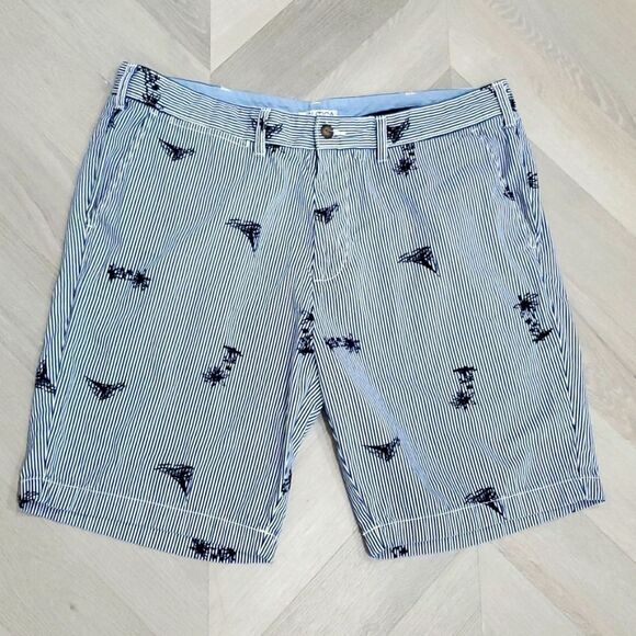 Nautica Men’s Coastal Theme 100% Cotton Deck Shorts Navy Size 40 - Picture 1 of 5